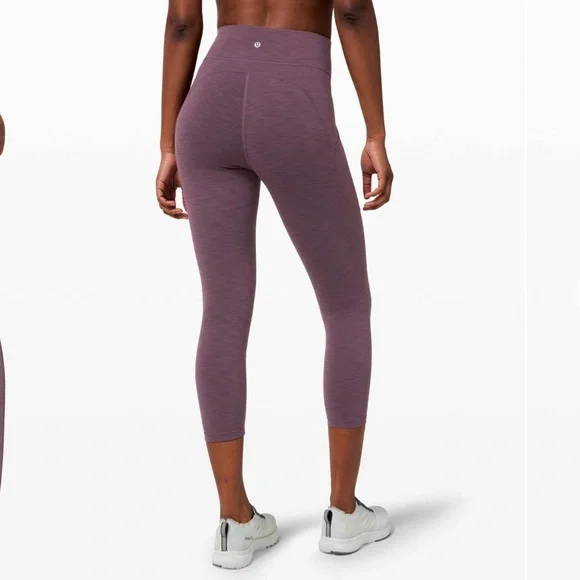 Lululemon Invigorate High-Rise Crop 23” Leggings Size 6 Heathered Black Currant - Picture 2 of 5